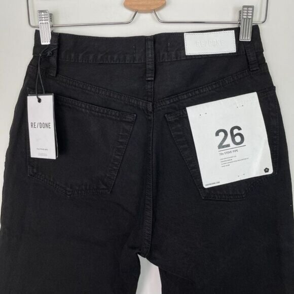 Re/Done 70s Stove Pipe High Rise Straight Leg Rigid Denim Button Fly Jeans 26 - Picture 5 of 12